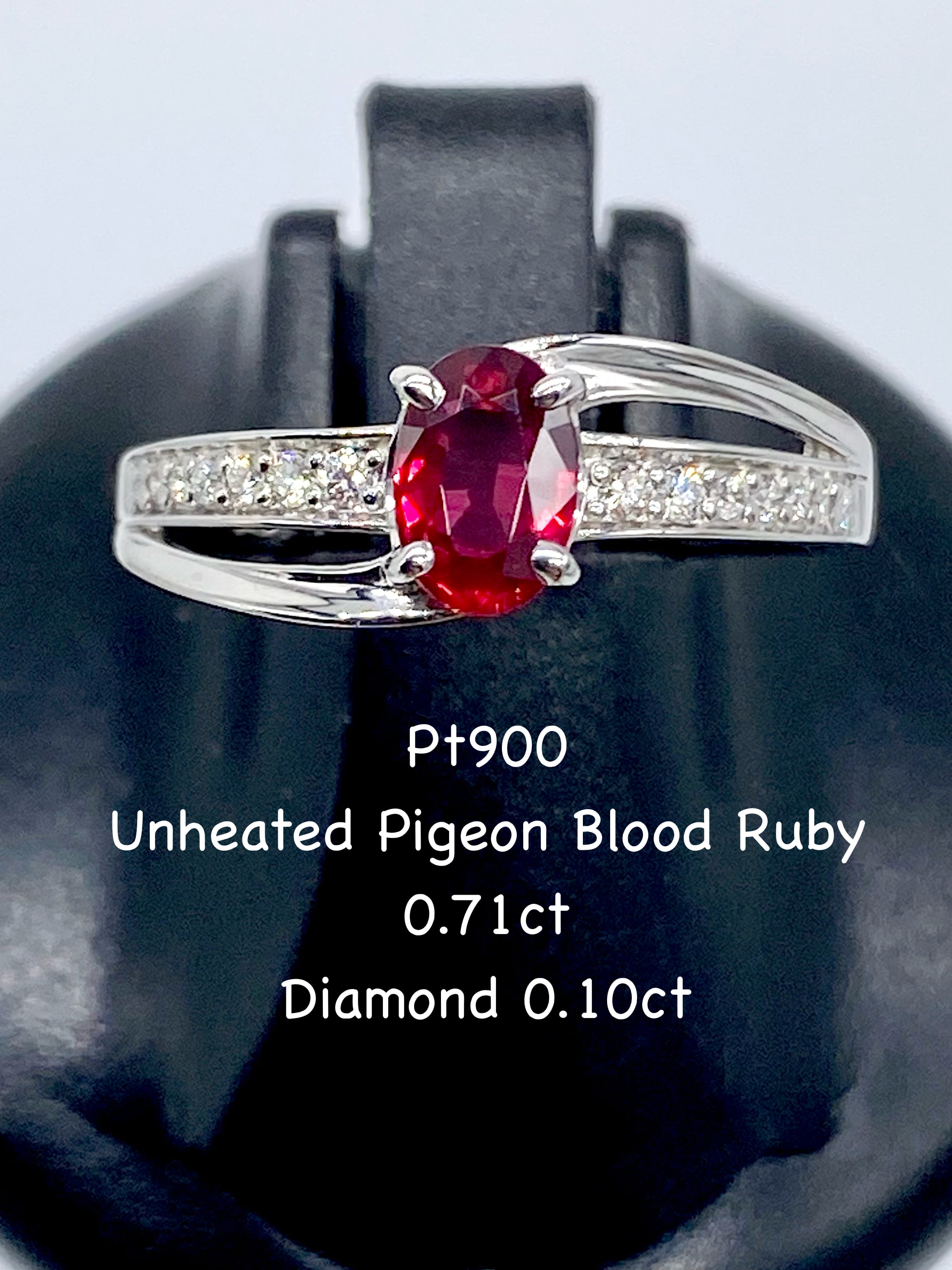 非加熱ピジョンブラッドルビー 0.71ct / ダイヤモンド 計0.10ct Pt900 