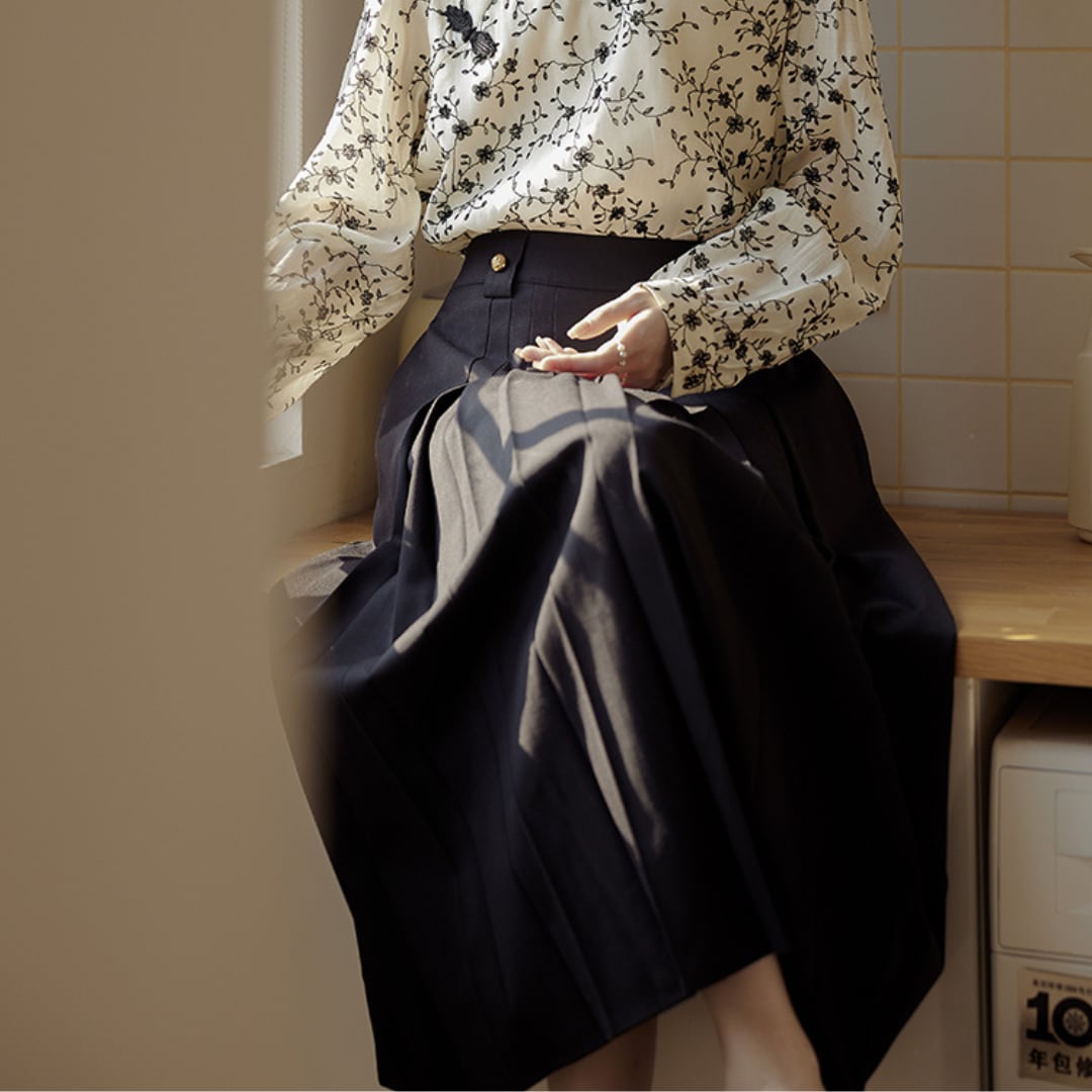 ミディ丈 Aライン プリーツスカート 00551