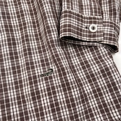 CROCODILE クロコダイル チェック バンドカラー シャツ チェニック サイズ L /レディース/スタンドカラー/ブラウン