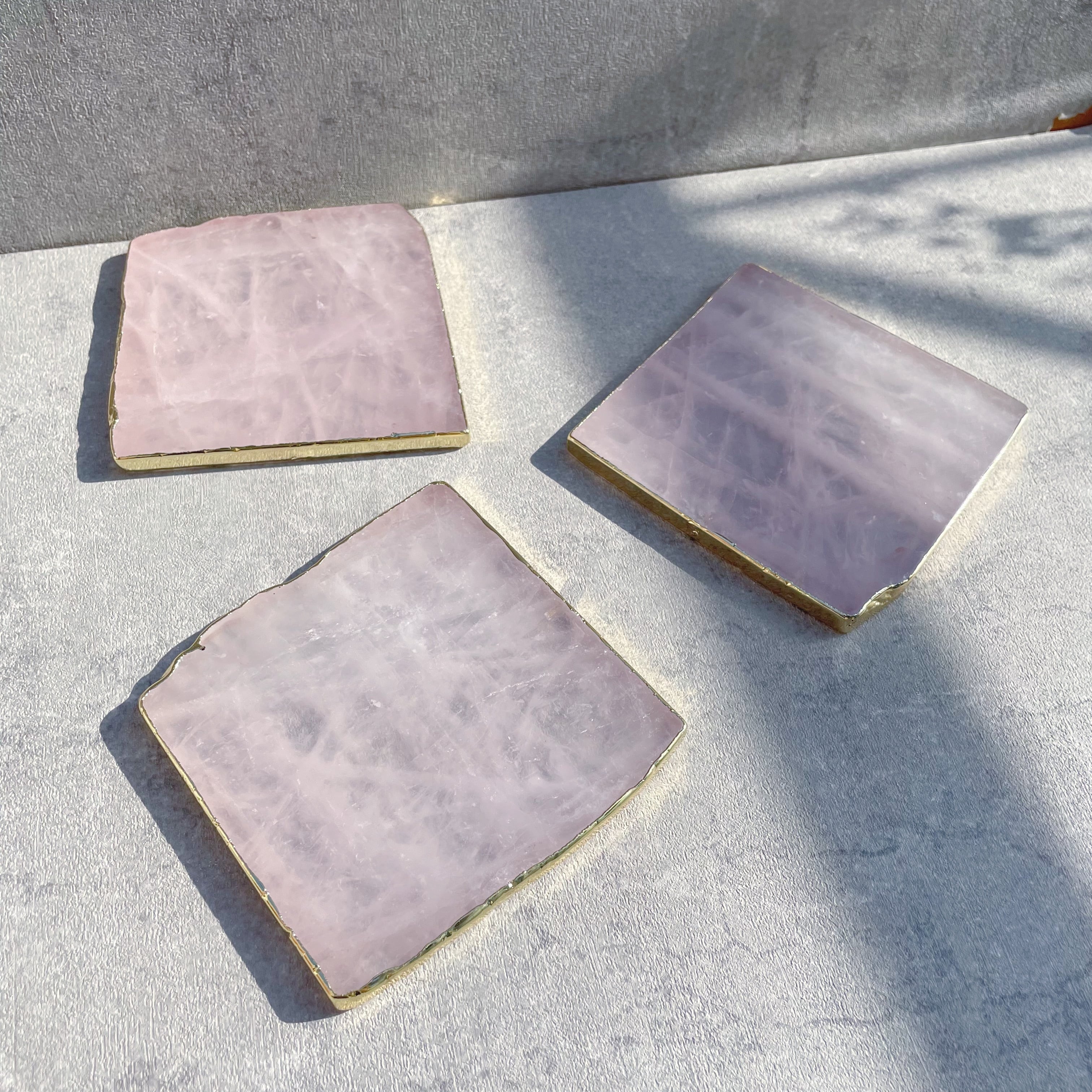 水晶　ローズクォーツ　コースター７枚セット　天然石 水晶 ローズクォーツ コースター7枚セット 天然石