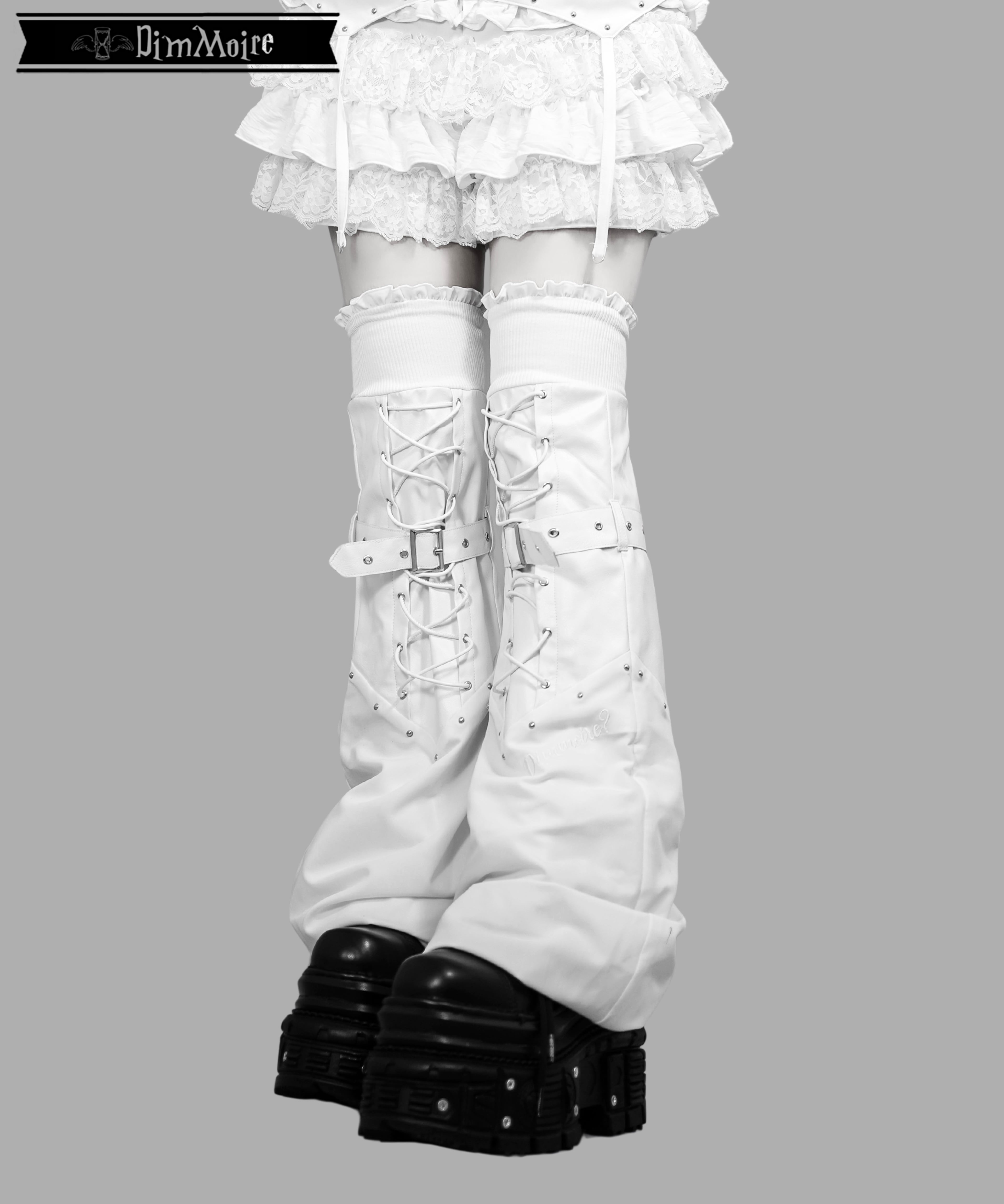 拘束編み上げニーハイウォーマー‎【White】 | DimMoire