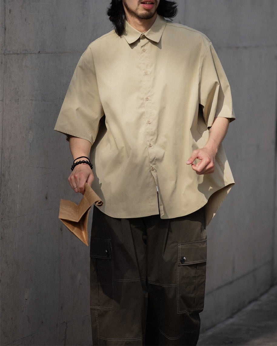 Oversized Button-Down Short Sleeve Shirt x01382 | XPOSE