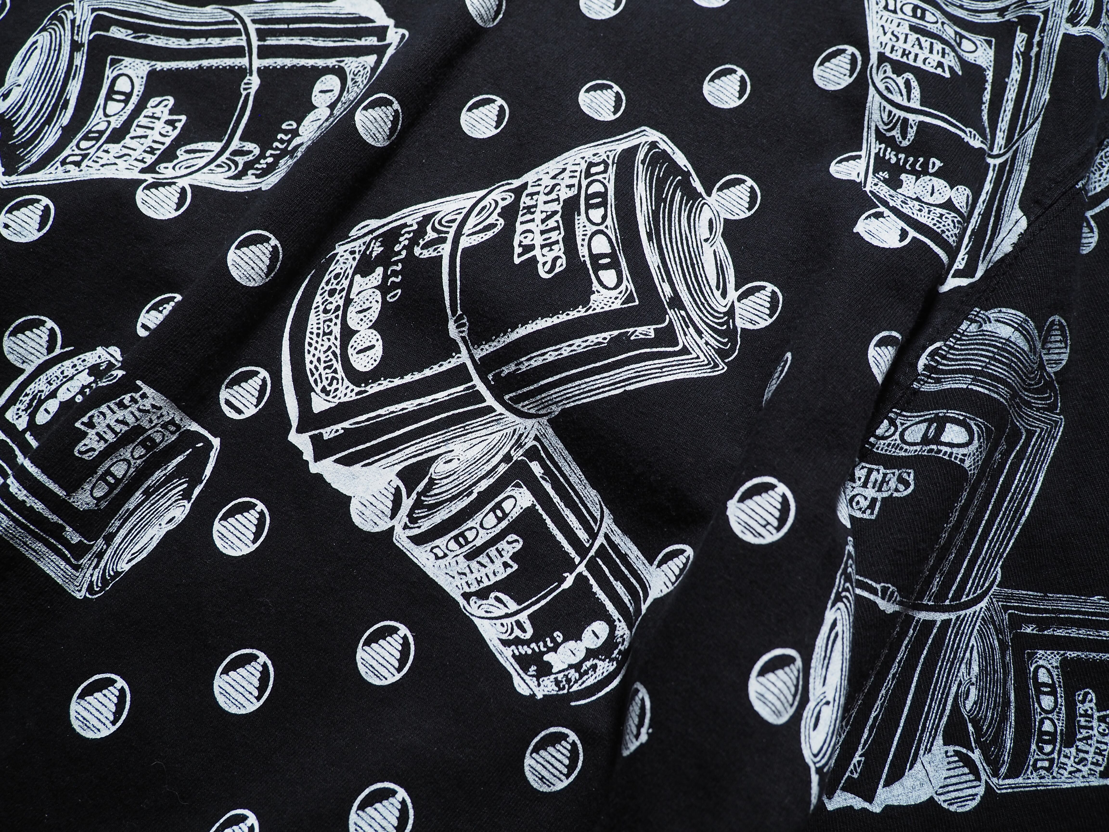 XXXL King loose silhouette wad of bills printed Black Tee