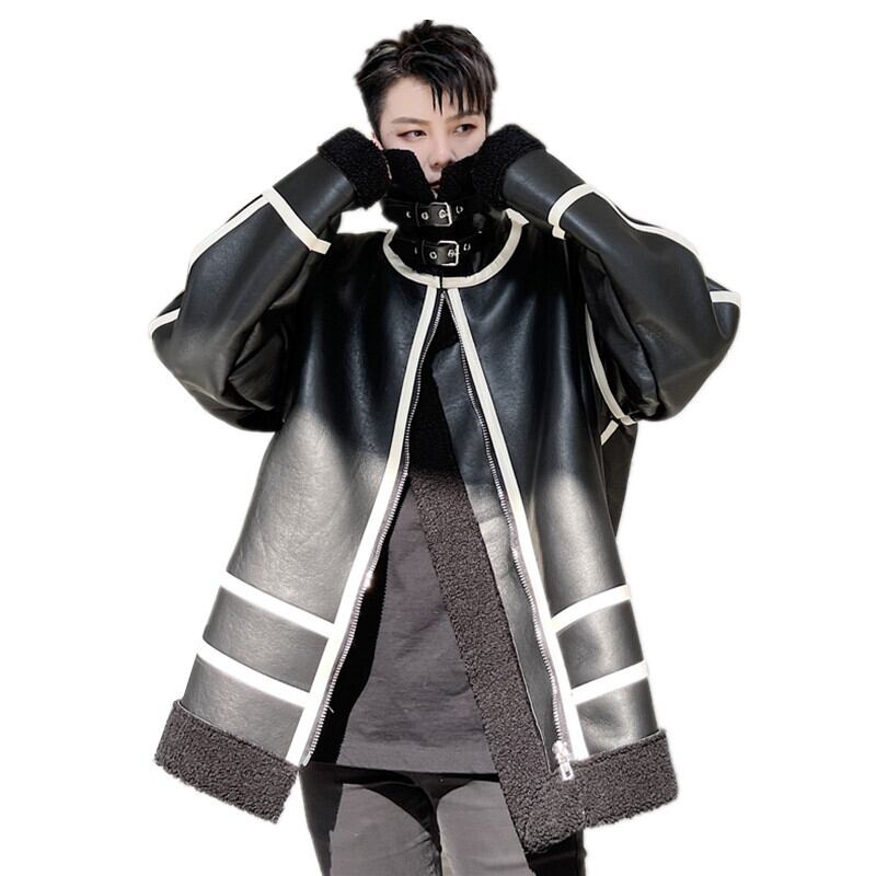 送料無料】KOREA x 原宿 ウィンターカラーベルベットレザージャケット