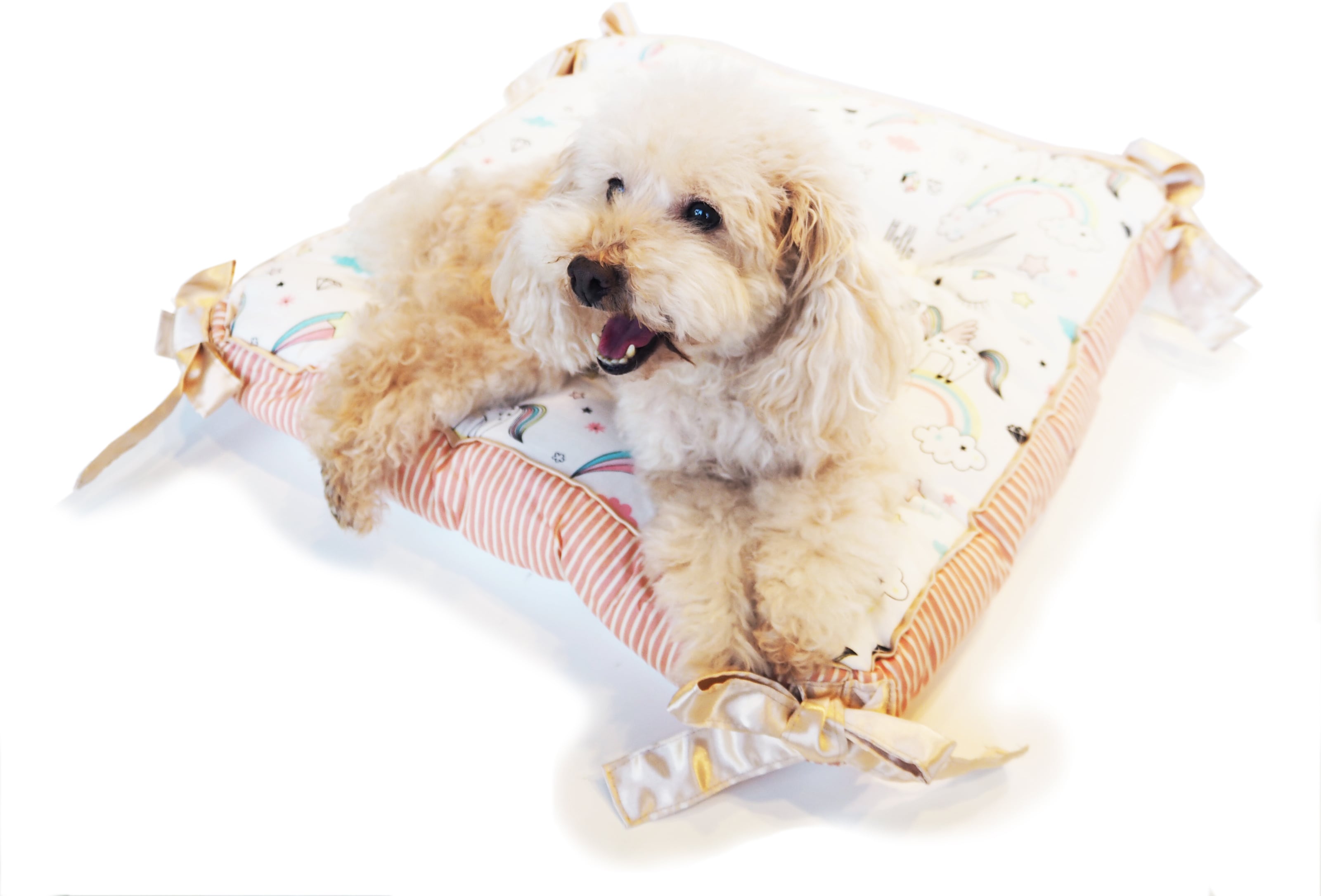 【ドッグベッド】ユニコーンのスクエアクッション　ホワイト/ブルー