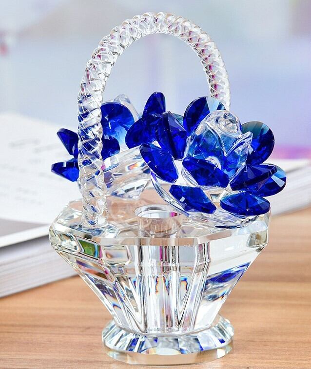 オブジェ フラワー バスケット K9 クリスタル 置物 オーナメント