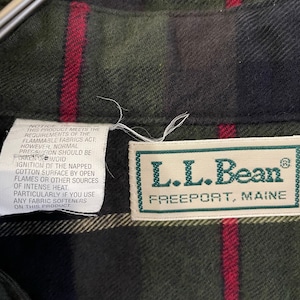 【L.L.Bean】70s 80s USA製 長袖シャツ ネルシャツ ディープグリーン チェック アウトドア ビンテージ L US古着 アメリカ古着