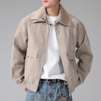 shirt collar patch pocket hip-length jacket ◇2color H0844