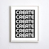 CREATE モダンタイポグラフィー｜白黒 テキストアート ポスター｜洗練デザイン  インテリア 壁掛けA3ポスター