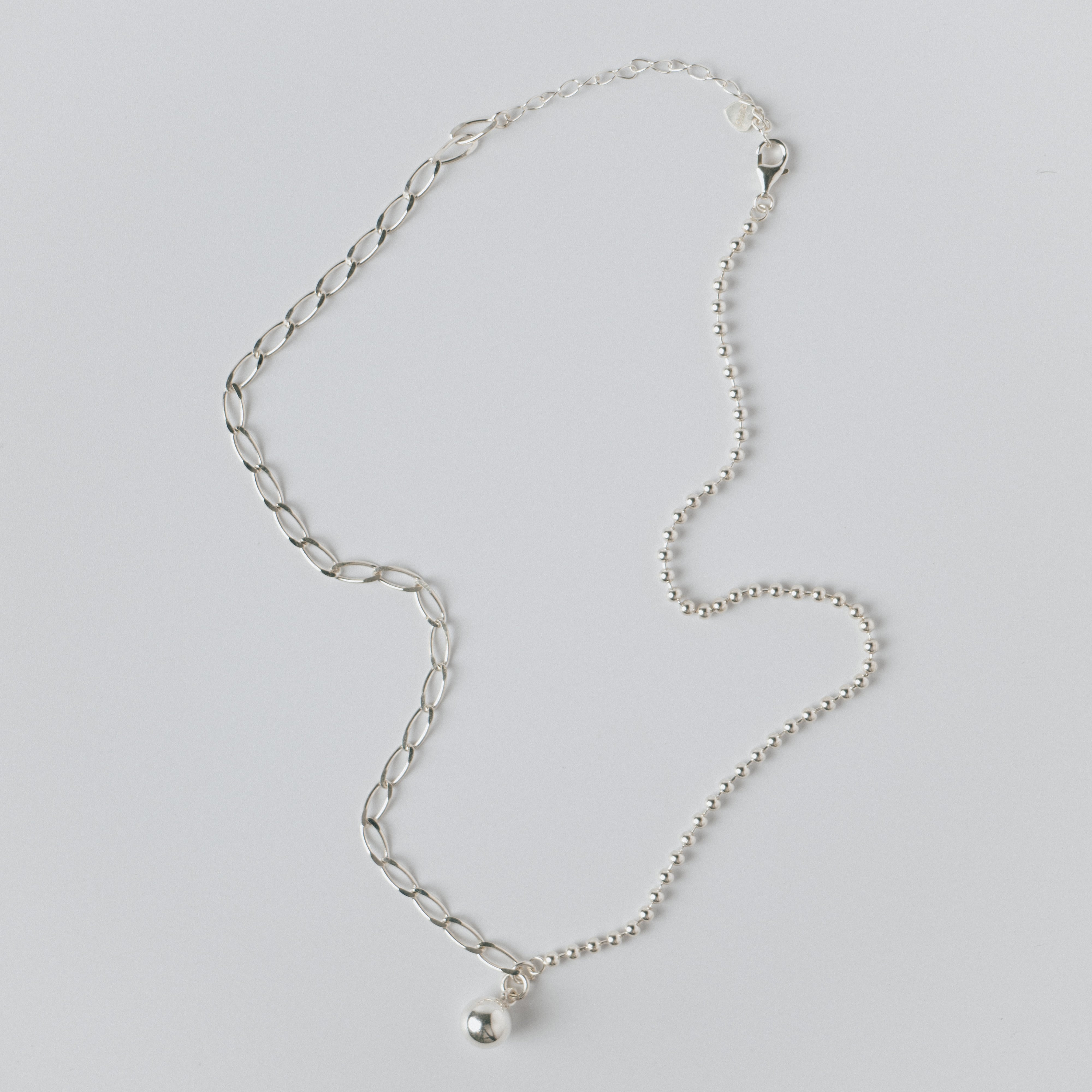 aura ] silver925 asymmetry ball necklace | aura