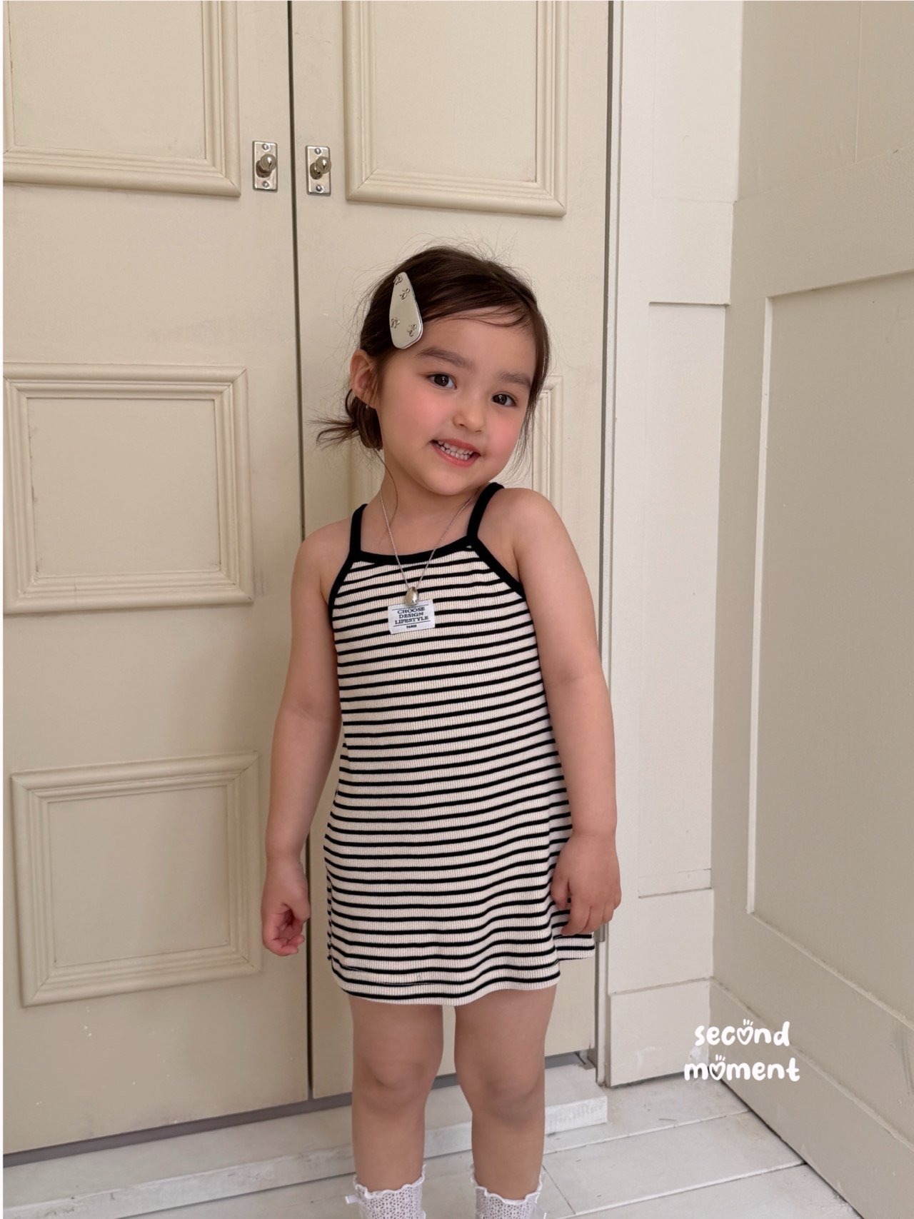 [second moment] Label Stripe Dress / [세컨드모먼트] 라벨단가라원피스