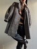 1970s Vintage Plaid Volume Sleeves Coat