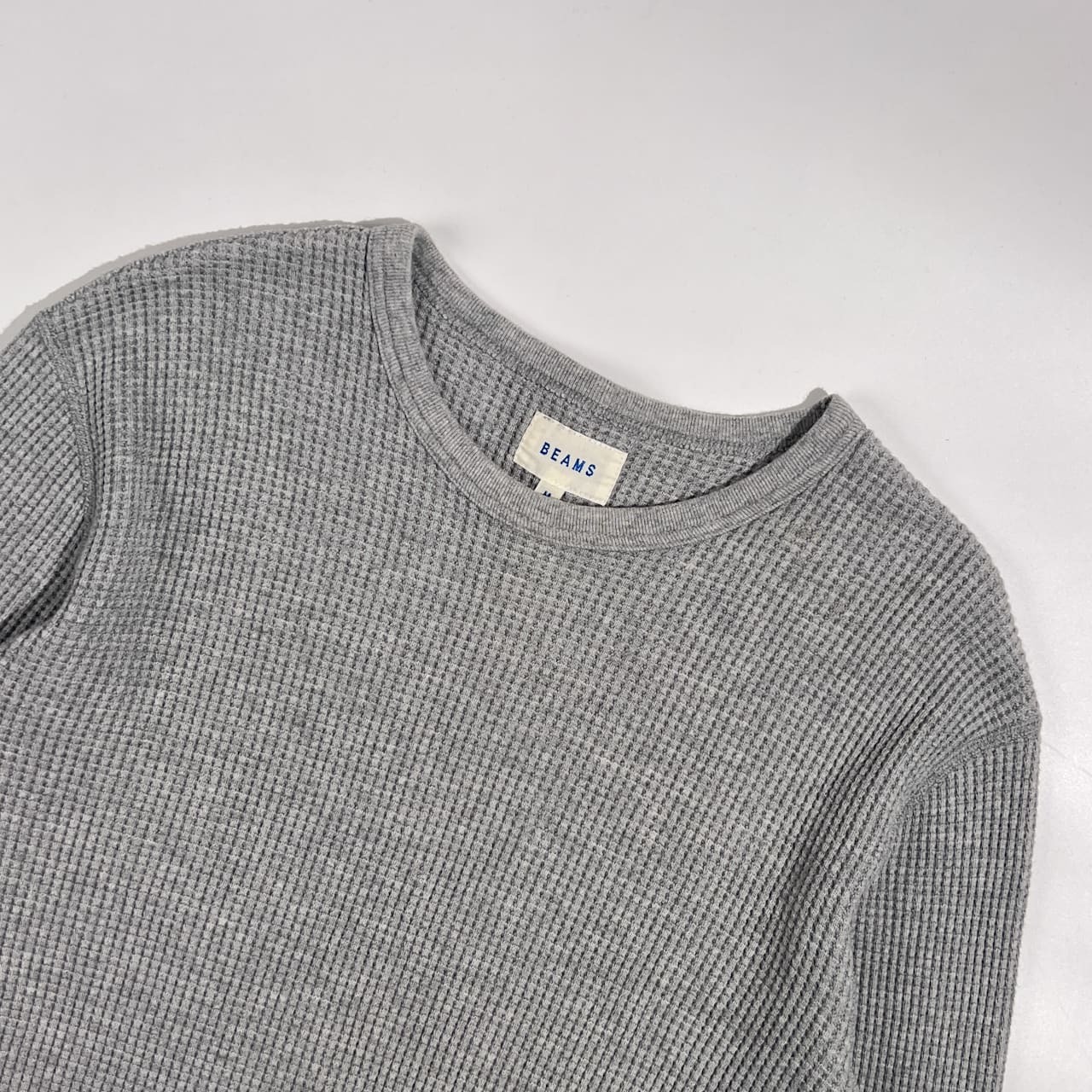 BEAMS ビームス コットン ワッフル 長袖 Tシャツ サイズ M /グレー系 メンズ 日本製