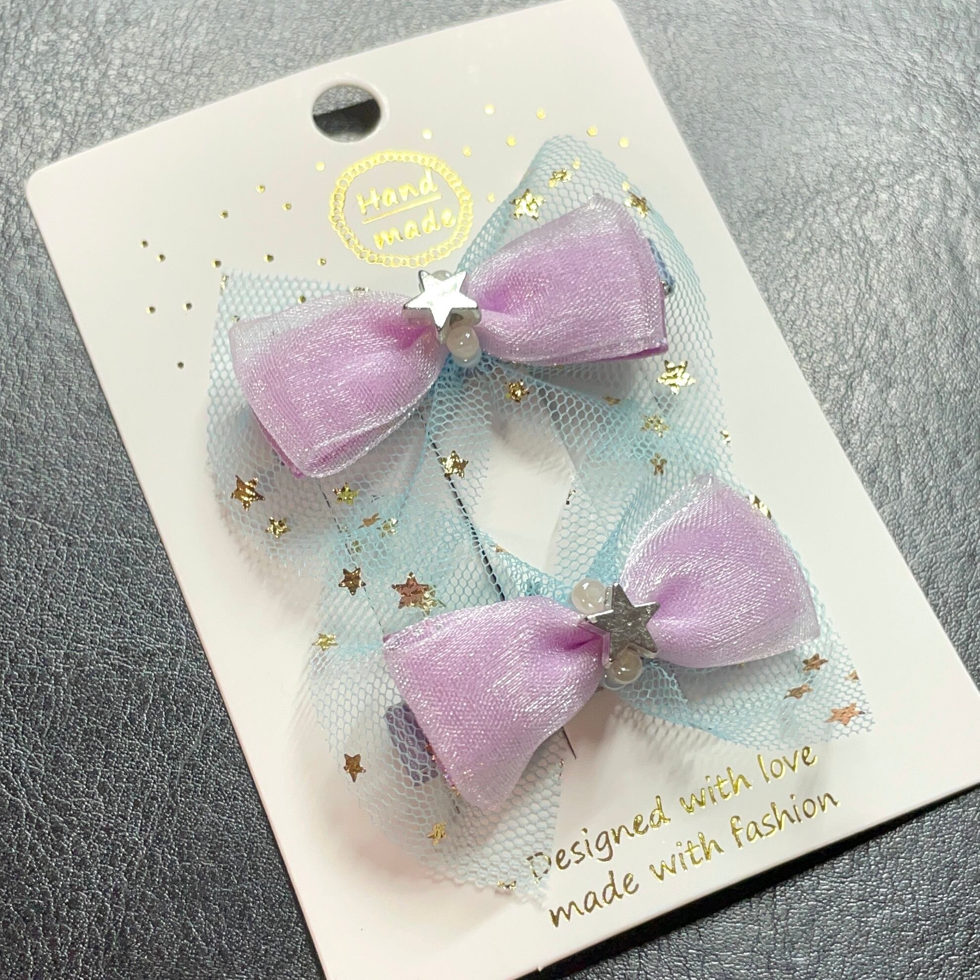 チュールリボンのヘアクリップ 2個セット 親子で嬉しい褒められアクセ  