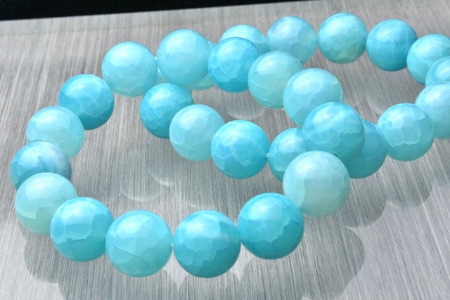 ラリマーブルー龍紋瑪瑙ドラゴンアゲート　12mm　ブレスレット_B377-12