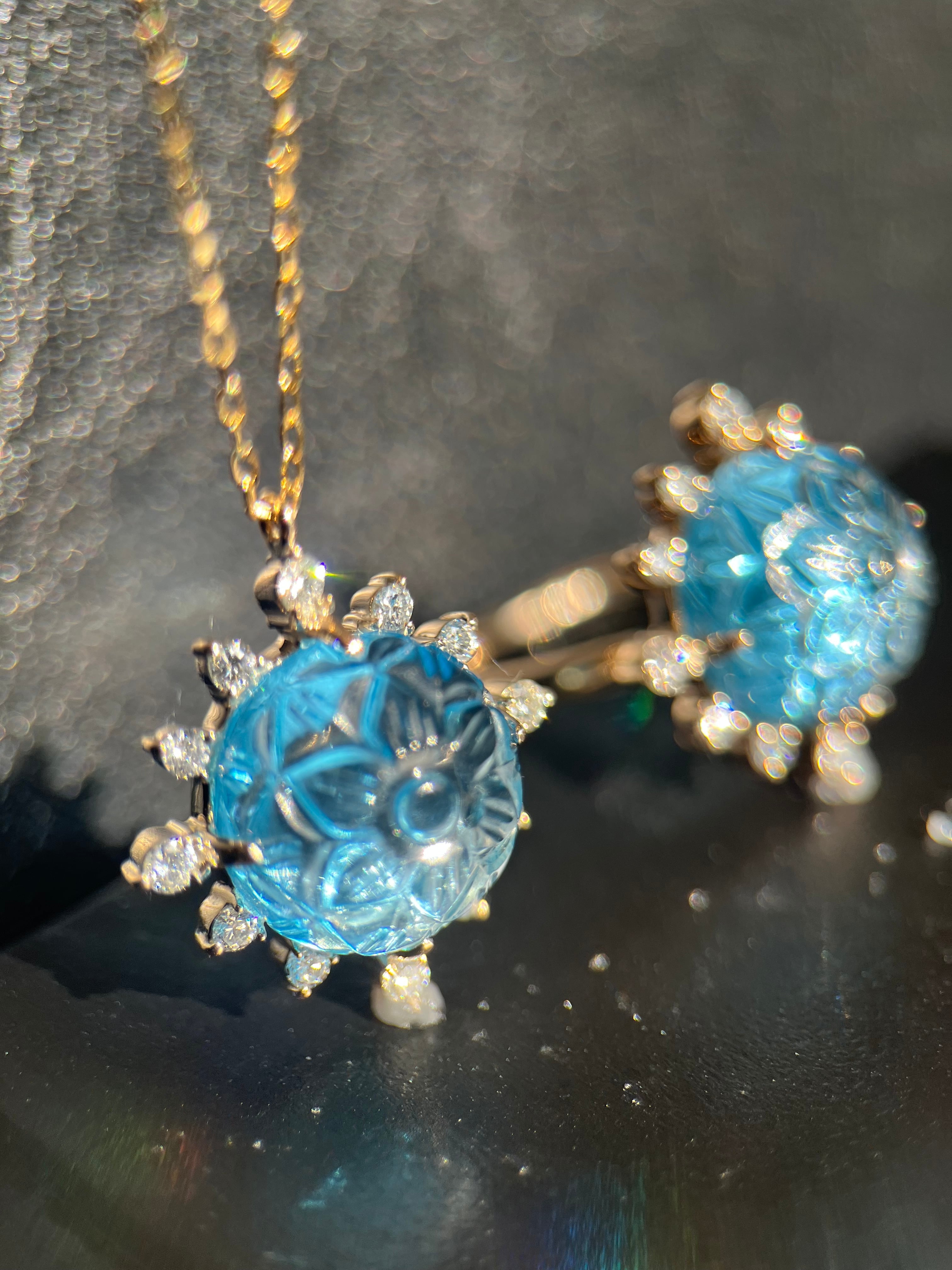 Kaya ♦︎14kgfトロレアイトフラワーカービングチャーム ring | Indabia / インダビア