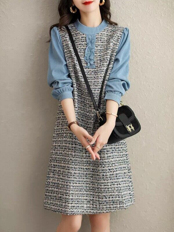 ブルーツィードワンピース D1389 | udresser