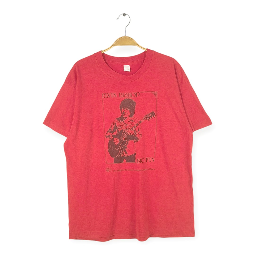 80s エルヴィンビショップ USA製 ヴィンテージTシャツ BIG FUN プロモーション用 ロックTシャツ ELVIN BISHOP メンズXL 古着 @AAA1507