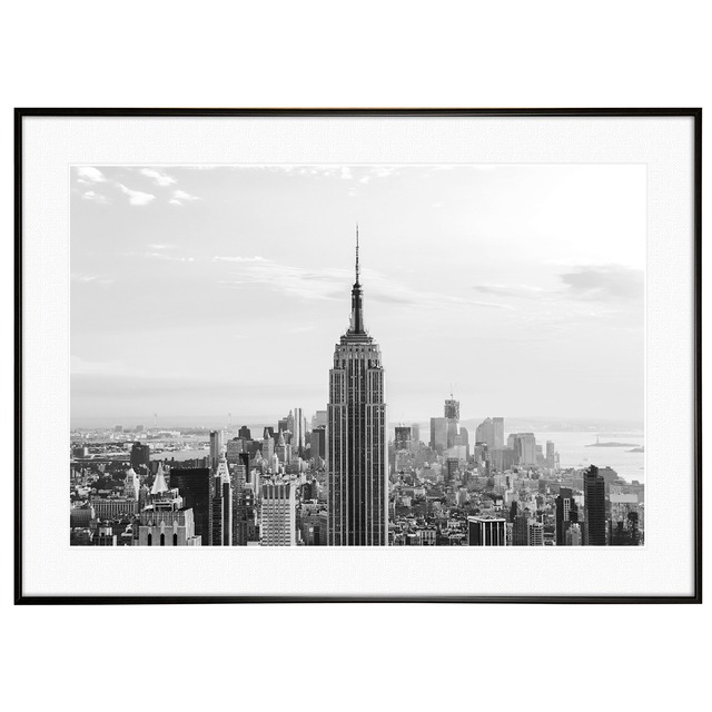 アメリカ写真 エンパイア・ステート・ビルディング インテリア モノクロアートポスター額装 AS0701