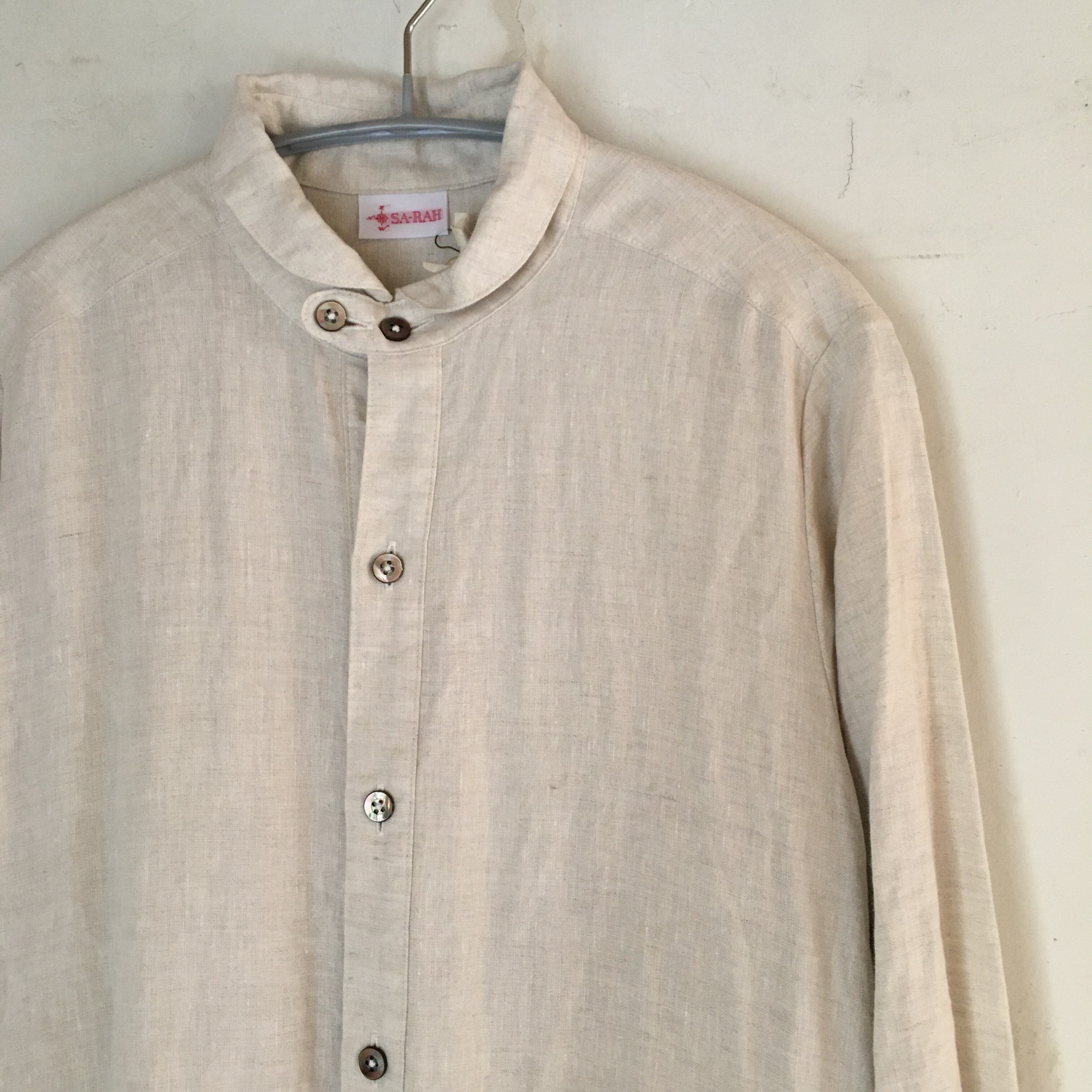 チビ襟スタンダードワンピース 長袖 薄リネン Sa-Rah | 歩音 -あるね- 