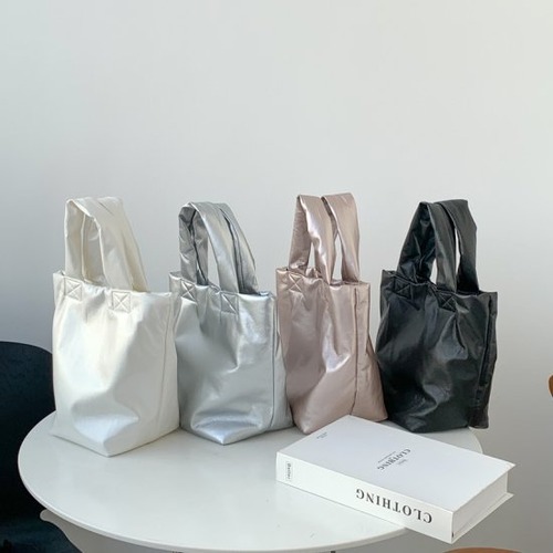 バッグ レディース トートバッグ ミニバッグ バケツバッグ フェイクレザー エコレザー ハンドバッグ ソフト 柔らか シャイニー 光沢 かわいい ガーリー おでかけ デート サブバッグ オフィス