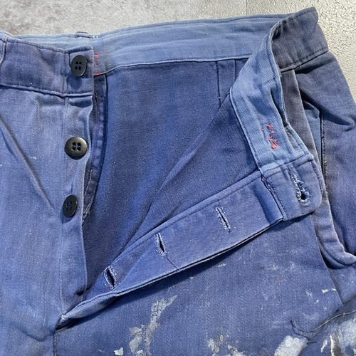 50-60s 襤褸 Bil フレンチワーク コットン ブルー パンツ W29 詳細写真13