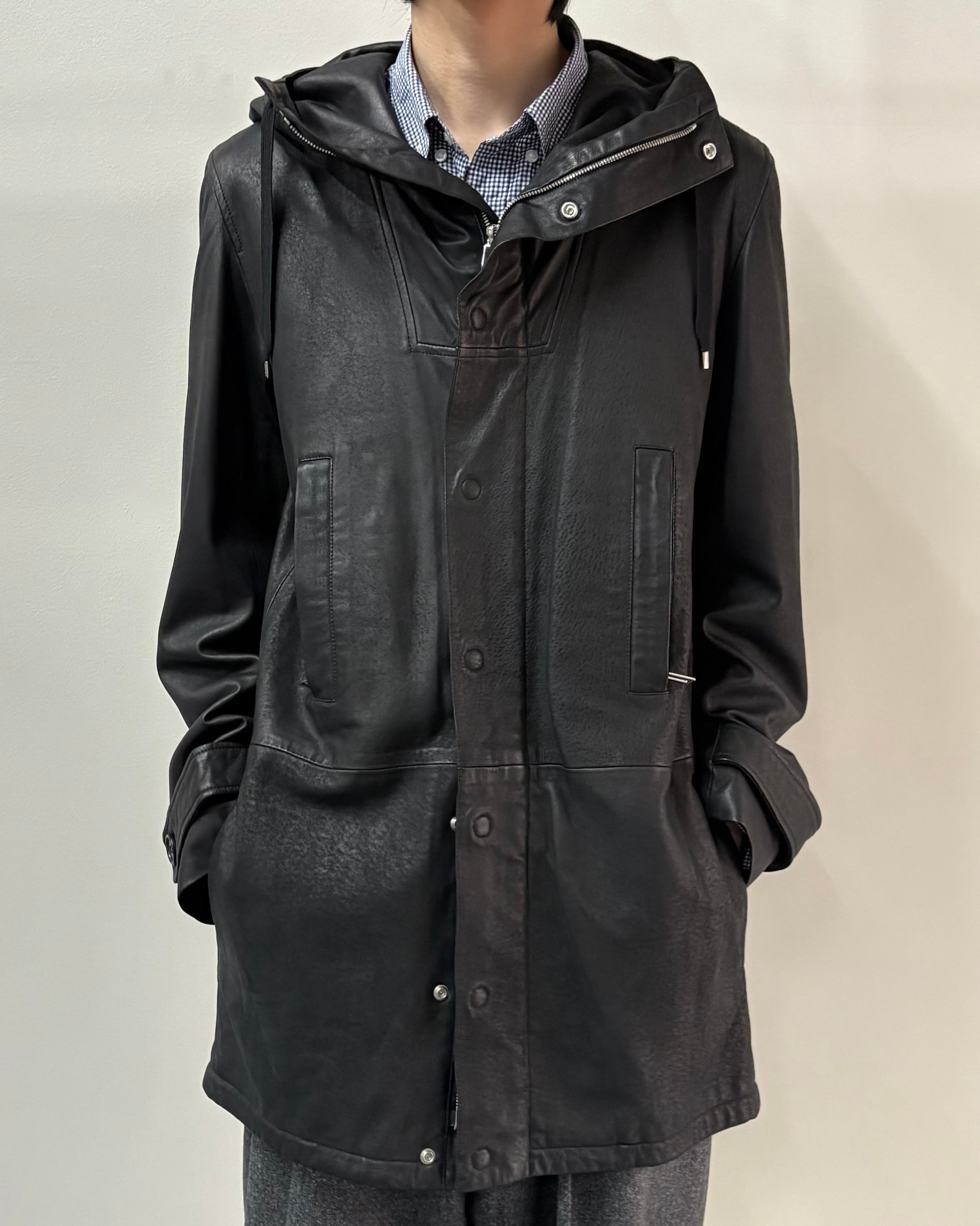 2012AW/Dior homme by Kris Van Assche】hooded leather zip jacket