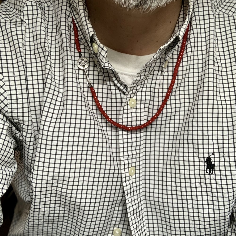 絶対的な信頼 BEADS HOOK & WHEELE MEDICINE NECKLACE60- ROSETTAPRAYER | RED ビーズ、ガラス