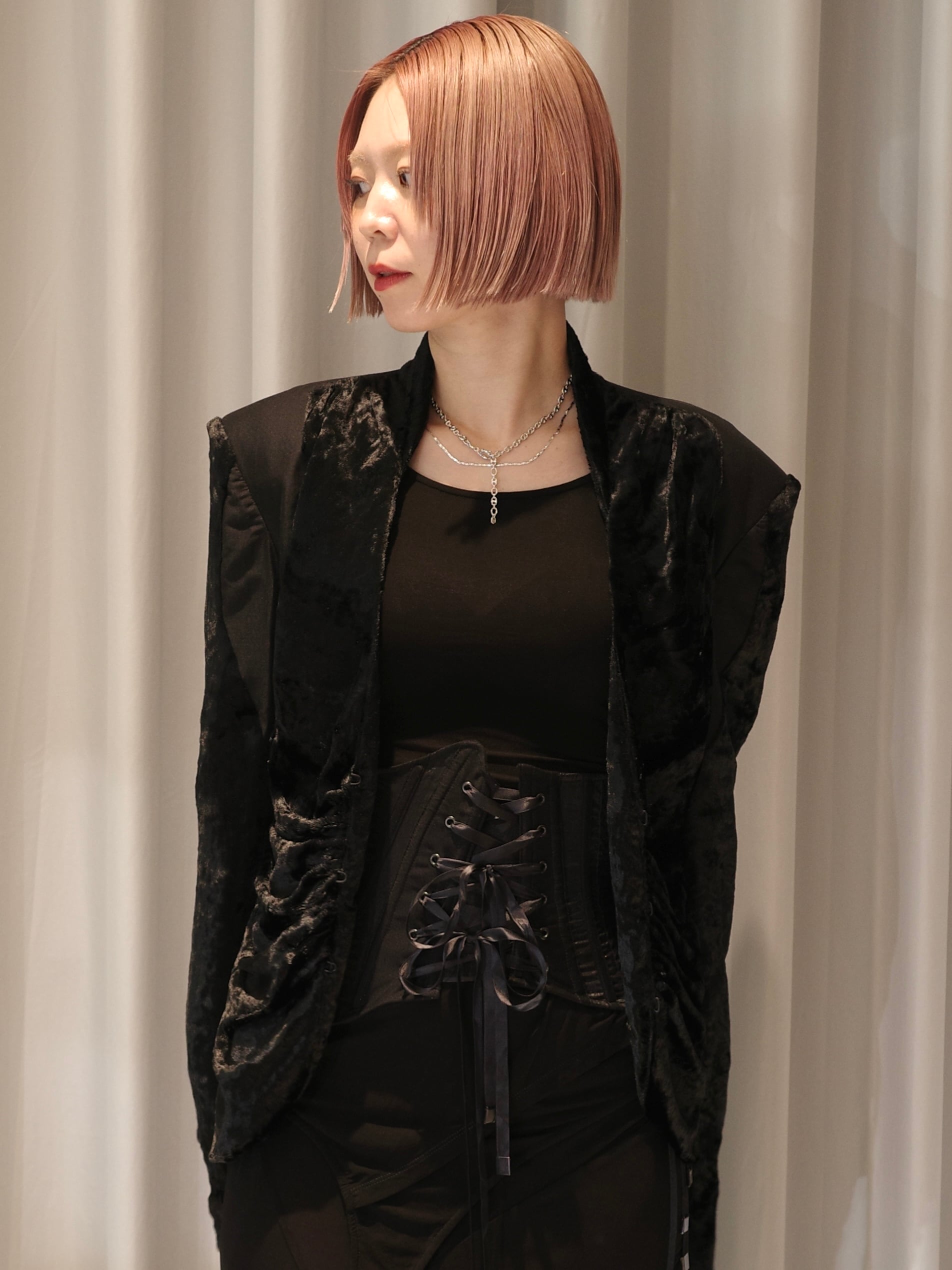 25AW】MUKCYEN ムッシャン / velvet draped jacket / ドレープ