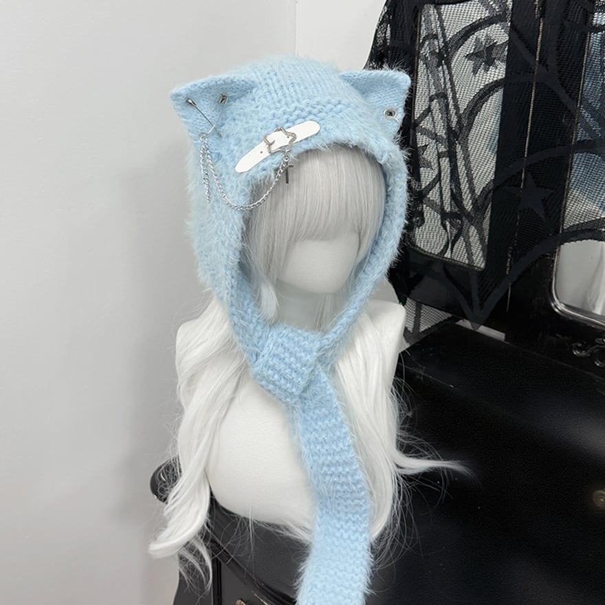 地雷系 パンク ネコ耳 バラクラバ ニット帽 | ゴスロリファッション