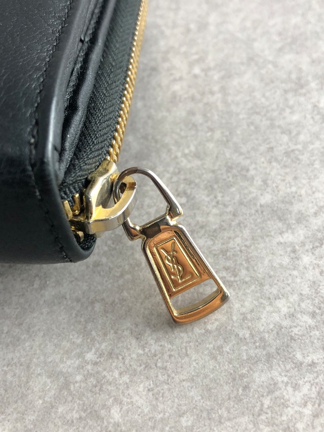 Yves Saint Laurent イヴ・サンローラン 財布 ブラック YSL レザー ２つ折り vintage ヴィンテージ オールド xjddhr