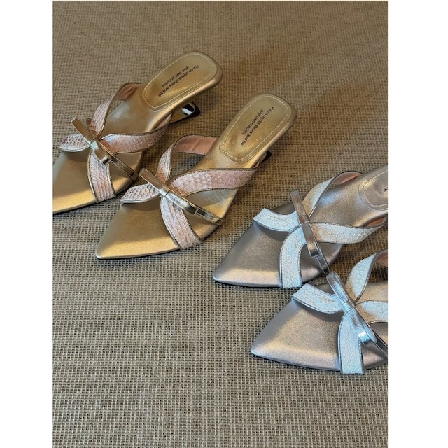 pointed toe sculptural heel mules(2color)＜s3235＞