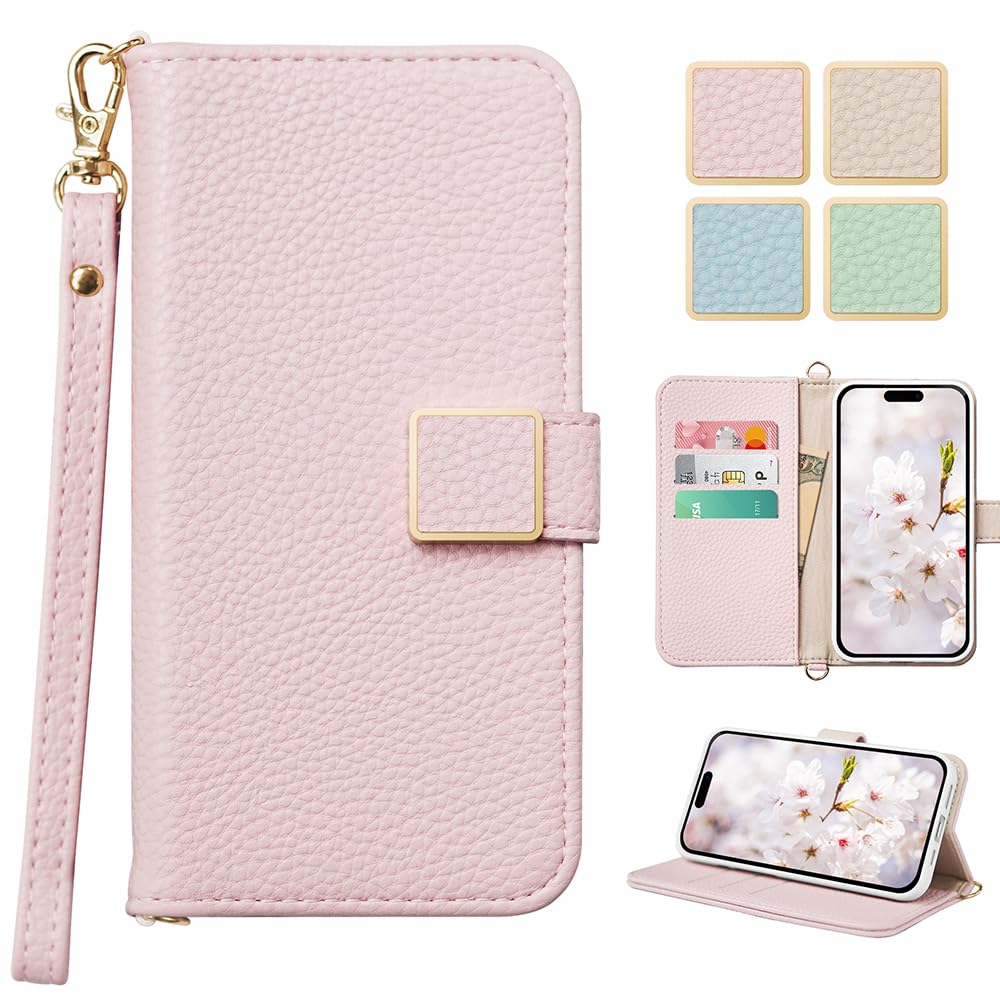 iPhone 15 ケース 手帳型 スマホケース 適合 いphone15手帳型ケース カード収納 高級PUレザー スタンド機能 耐衝撃 ピンク