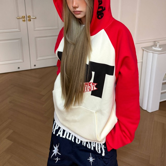 two-tone raglan logo hoodie　バイカラーラグランロゴフーディー　J1737
