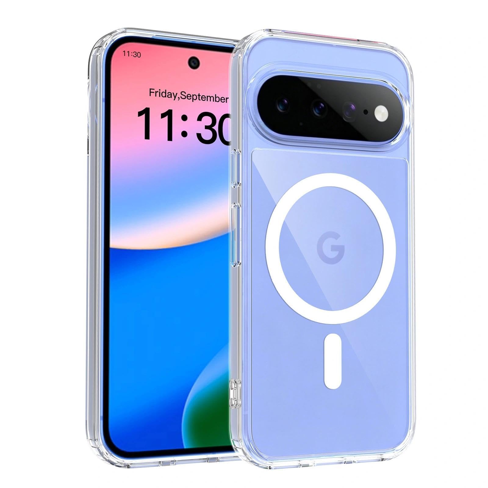 For Google Pixel 11 ケース TPU+PC 透明 耐衝撃 マグネット スマホカバー 傷防止 全面保護 抗黄変 四隅エアクッション