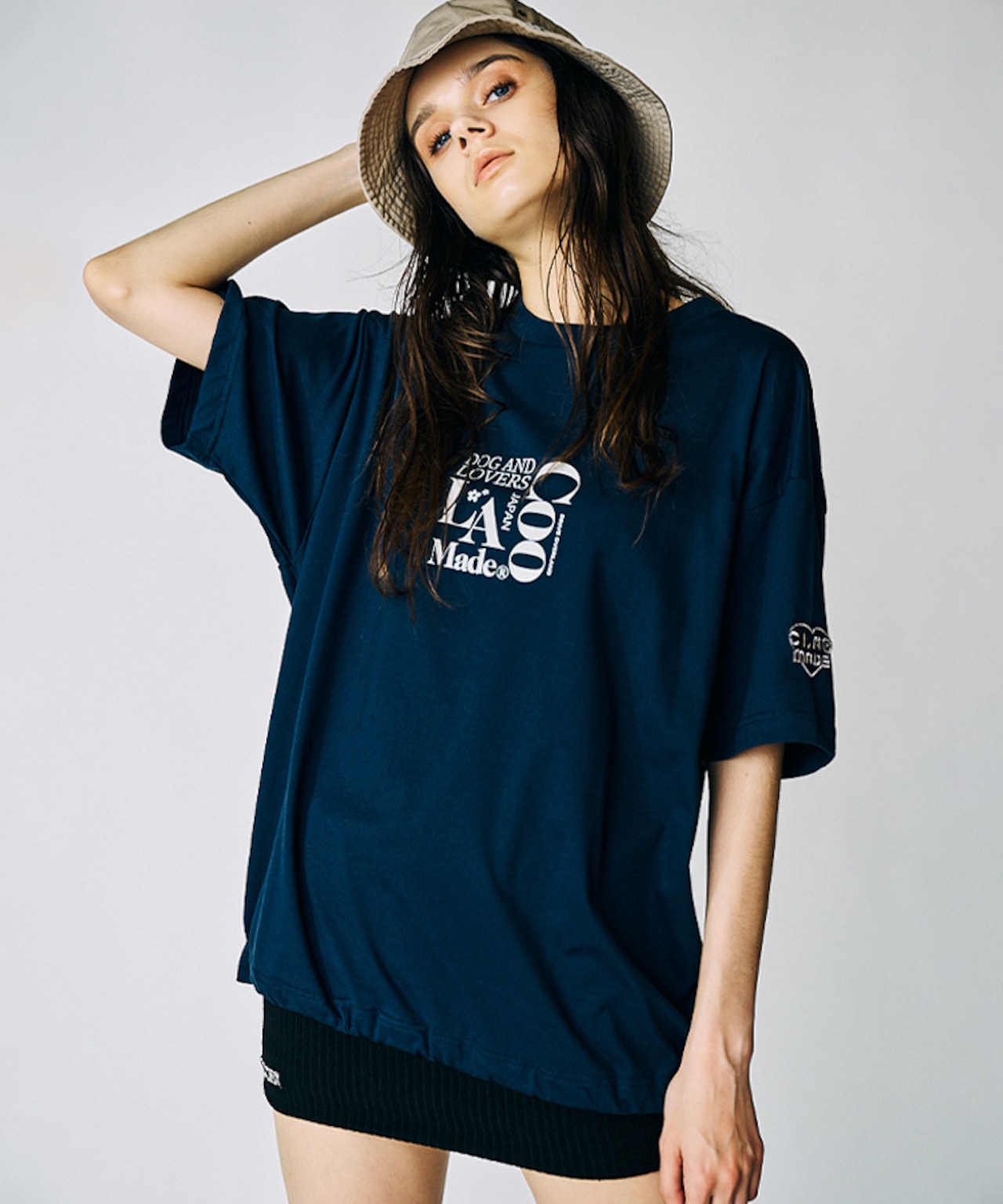 Dog & LOVERS プリントルーズTシャツ (NAVY) CQ-49012