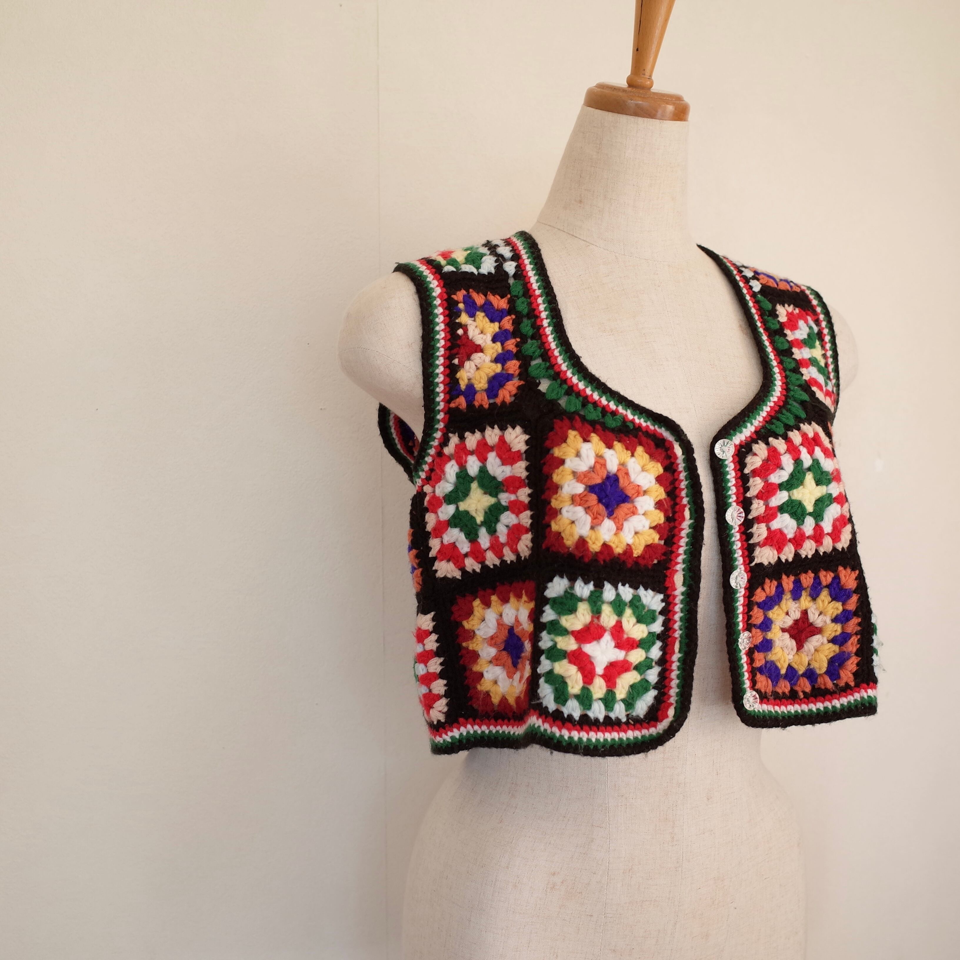 80s hand crochet vest