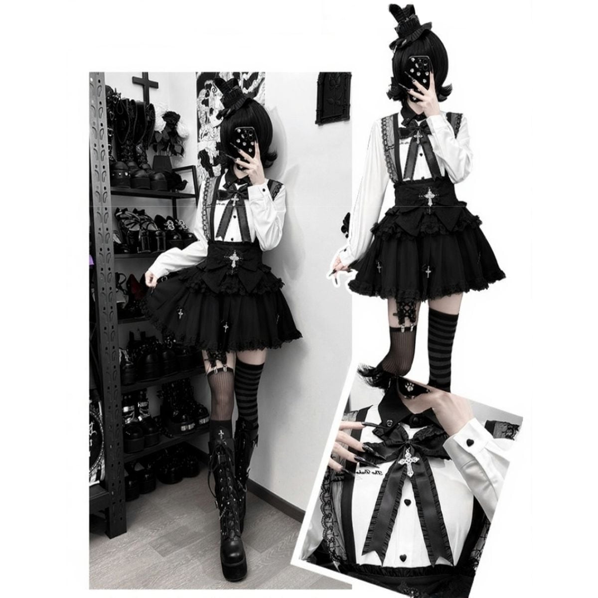 地雷系ゴシックティアードジャンパースカート：スカート | Maiden's Rêve