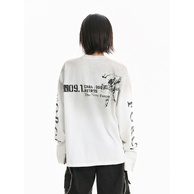 ナンバリングフォトプリントロングスリーブTシャツ 2col   R01791