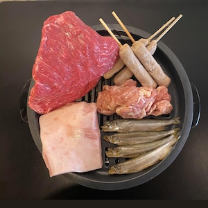 【BBQ/パーティー向けセット（4名分）】ヒマラヤ肉+豚トロ+せせり+北海道産ししゃも+鴨つくね（送料/税込み）