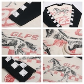 VINTAGE ストリート ホースグラフィック ワッフルロングTシャツ T2233