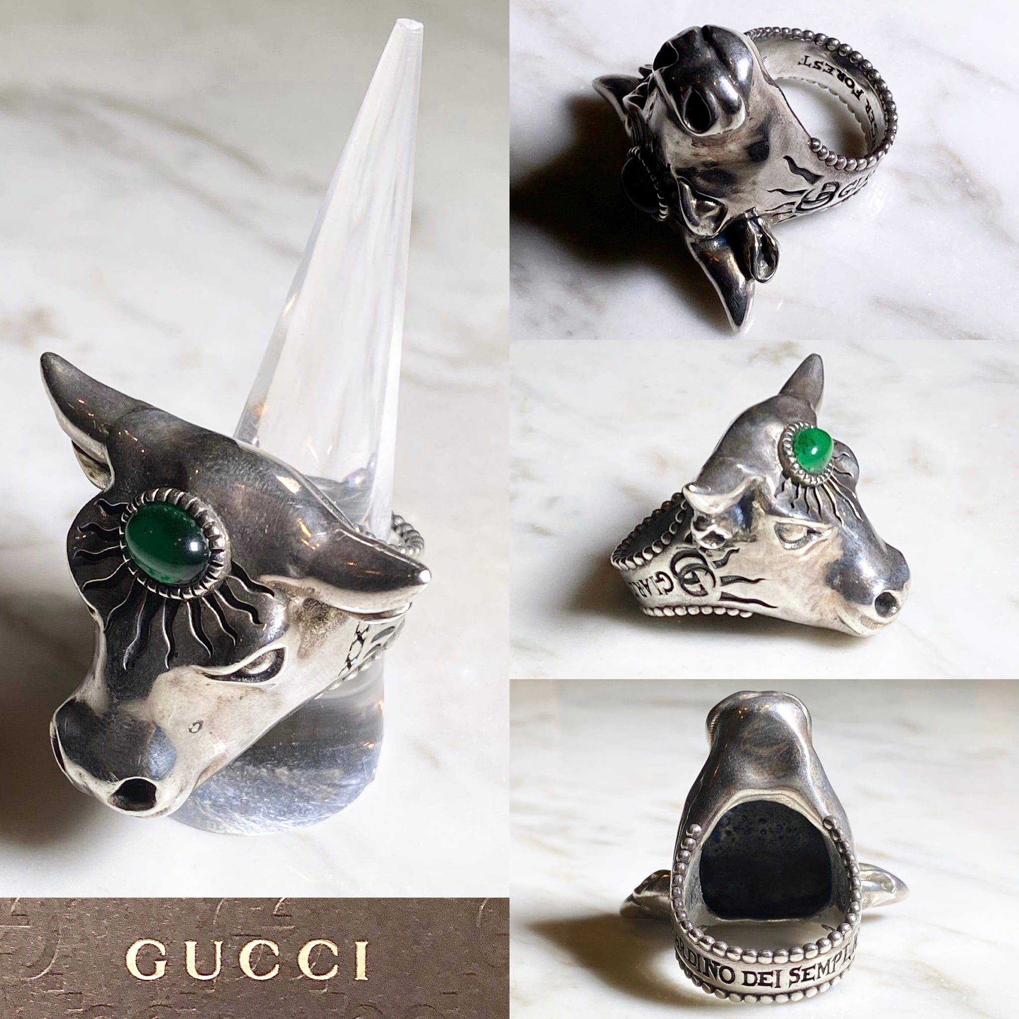 GUCCI heavy gauge silver bull head ring “anger forest” | NOIR ONLINE