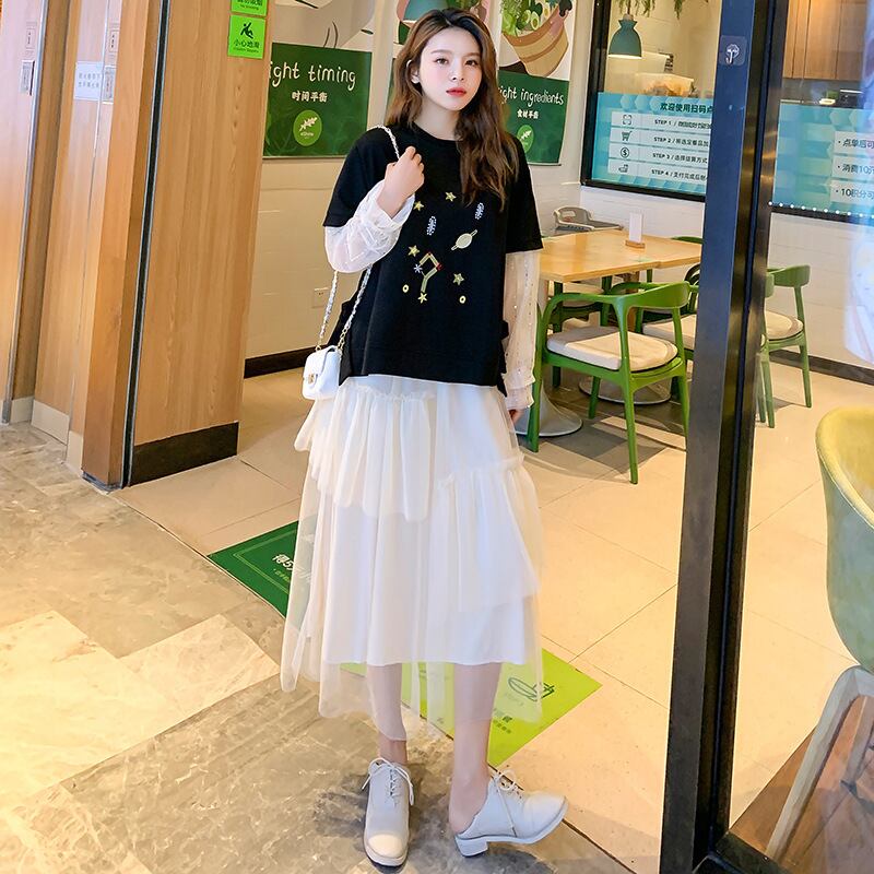 【新作】【送料無料】 マタニティウェア2020秋と冬の新しい産後看護長袖トップ+メッシュスカート、流行の母親の看護スーツ-アリババ ロング オータム 秋物 ウィンター 冬物 expec239655739660