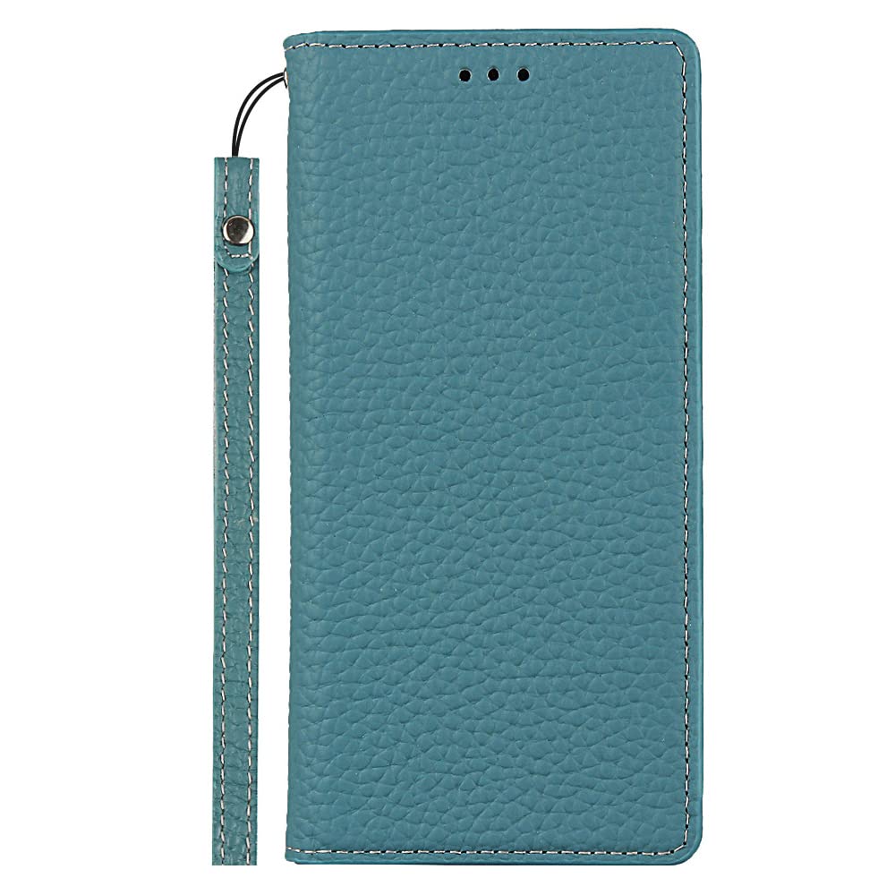Elick GRATINA KYV48 適用 ケース 手帳型 高級牛革 Android One S6 ケース 手帳型 本革 マグネット式 スタンド機能 カード収納 ストラップ付き アンドロイド ワンS6 ケース グラティーナ ケース カバー ターコイズ