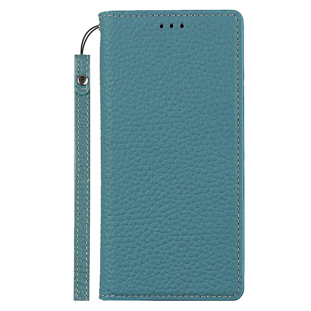 Elick GRATINA KYV48 適用 ケース 手帳型 高級牛革 Android One S6 ケース 手帳型 本革 マグネット式 スタンド機能 カード収納 ストラップ付き アンドロイド ワンS6 ケース グラティーナ ケース カバー ターコイズ
