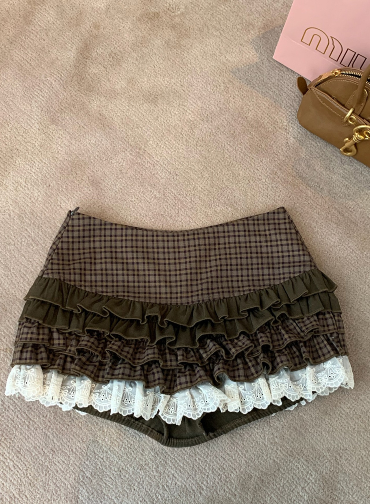 レトロチェックスカートパンツ LK1778