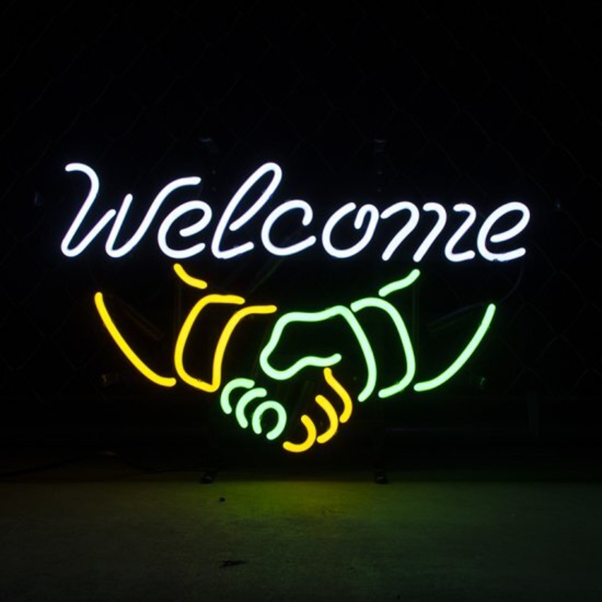ウェルカム welcome 握手 店名 おしゃれ ネオンサイン ネオン管 ネオン 