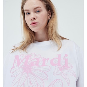 [MARDI MERCREDI] TSHIRT TRIPLE FLOWER_WHITE PINK 正規品  韓国 ブランド 韓国ファッション 韓国代行 Tシャツ