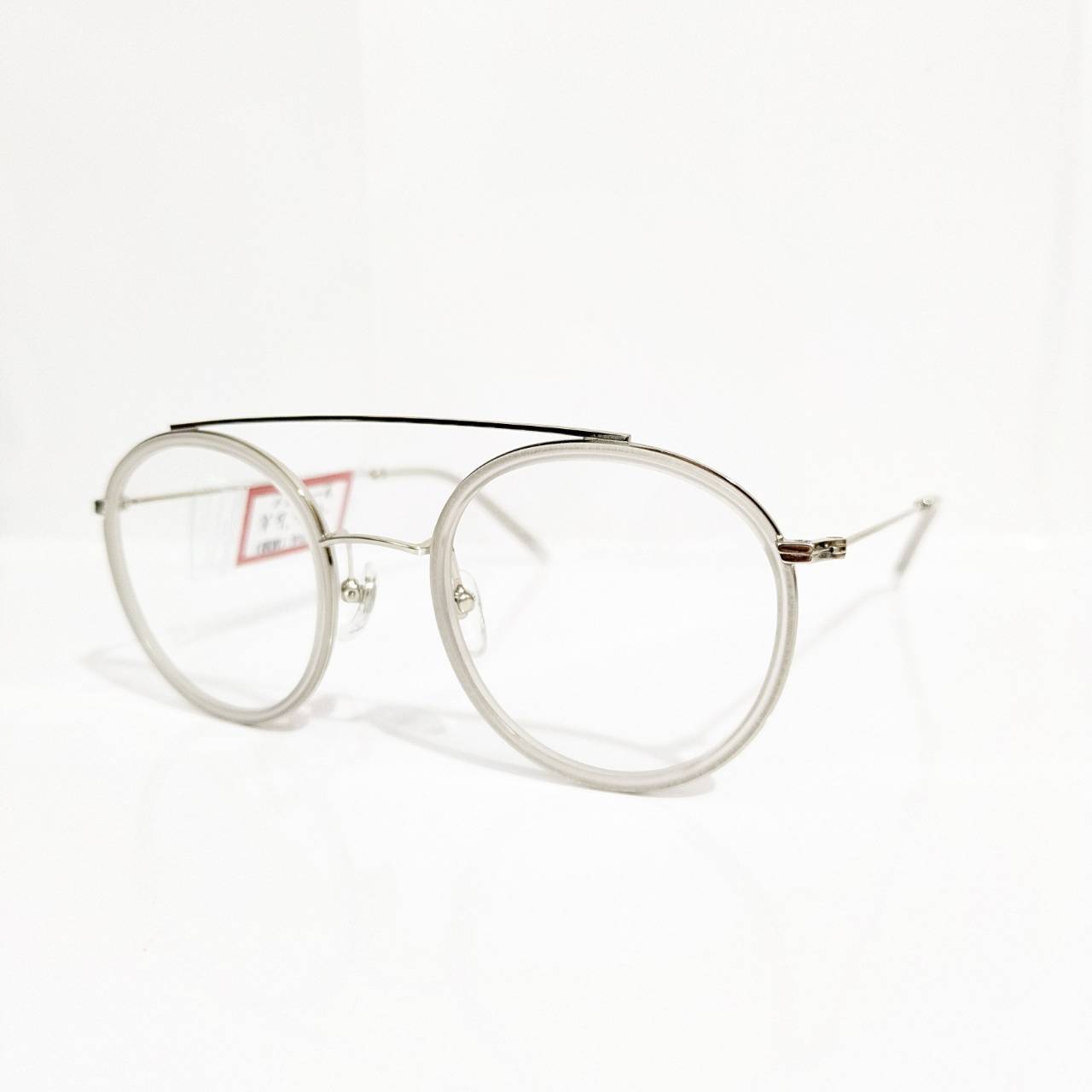 【ツーブリッジ】ラウンドメタルフレーム 巻きセル クリア・シルバー