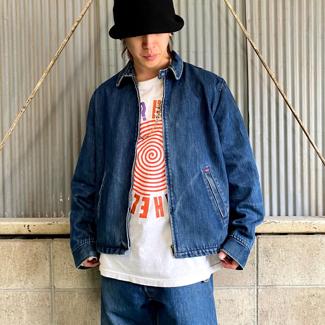 90年代 Levi's ユーロリーバイス STA-PREST デニムスイングトップ メンズL 古着 スポーツジャケット デニムジャケット 90s  ビンテージ ヴィンテージ 濃色【ブルゾン・ジャケット】 | cave 古着屋【公式】古着通販サイト powered by BASE